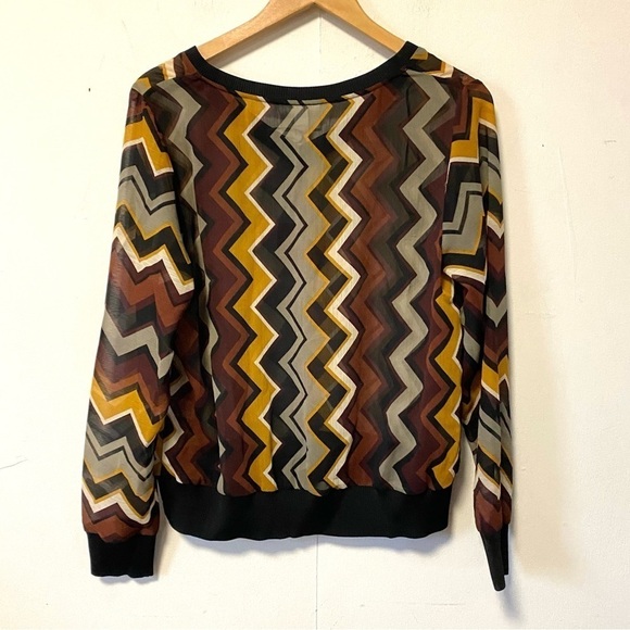Missoni Target Zigzag Top Semi Sheer Blouse 70s Retro Style Womens Medium NEW - Picture 5 of 9